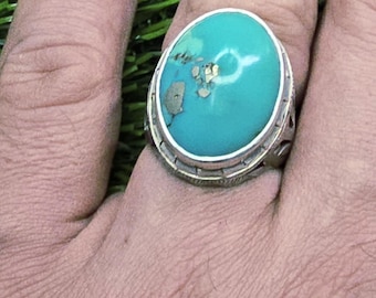 Turquoise Ring  Sky Blue Gemstone, Silver 925