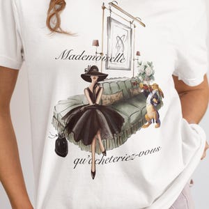 French Chic T-Shirt: Mademoiselle Quote, Parisian Art Tee