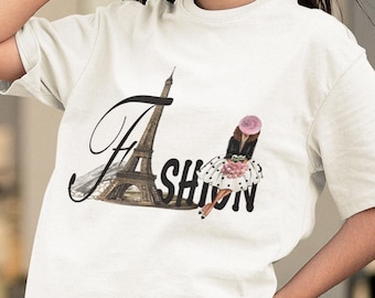 Koszulka z motywem paryskiej mody: Koszulka z grafiką Wieży Eiffla