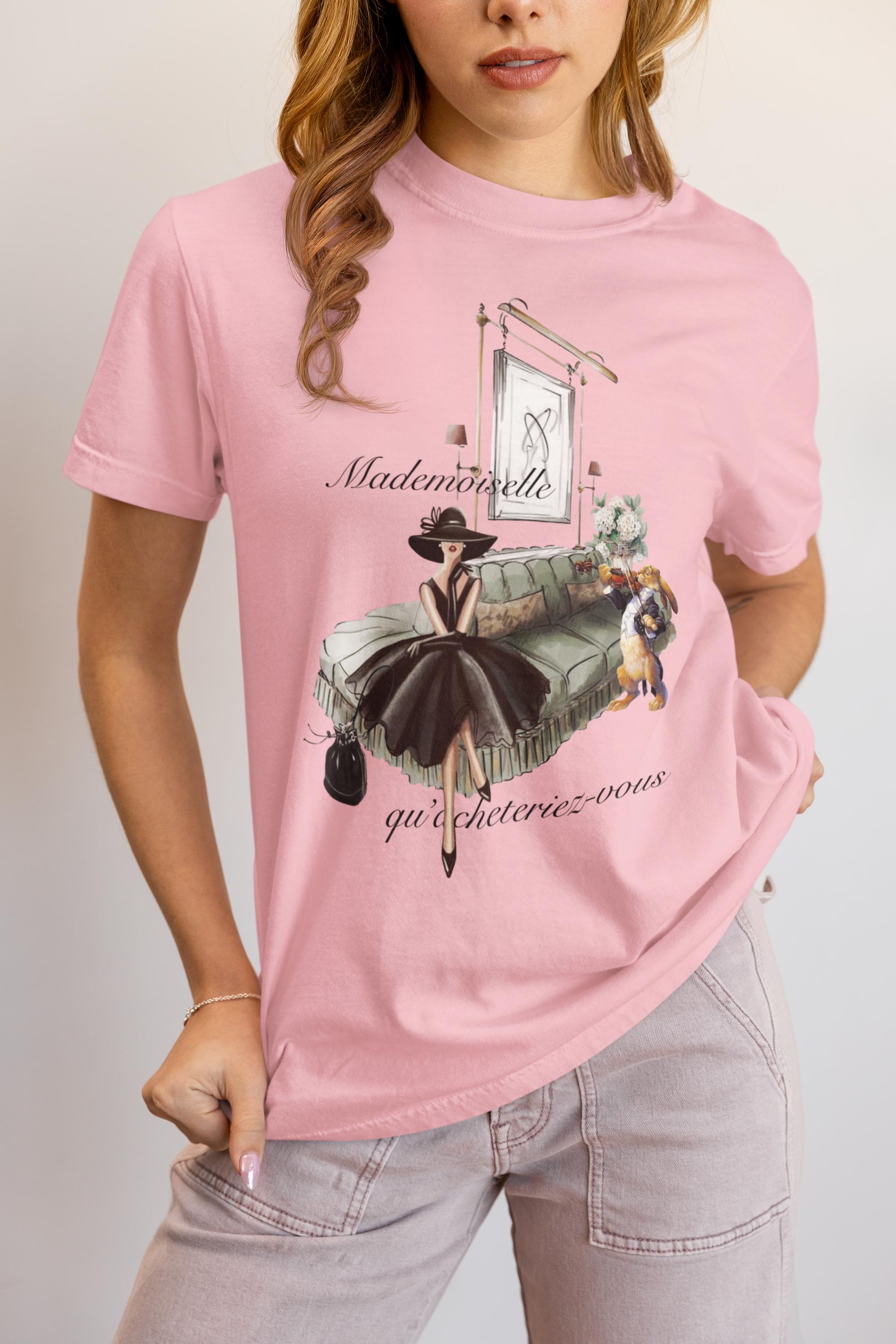 French Chic T-shirt: Mademoiselle Quote, Parisian Art Tee