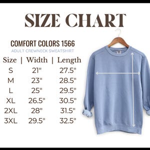 Printed on a soft-washed Comfort Colors 1566 crewneck, this sweatshirt has that lived-in feel right from the first wear. With its relaxed fit and pigment-dyed fabric, it pairs perfectly with your favorite denim, leggings, or cutoff shorts for a cozy-cute summer loo