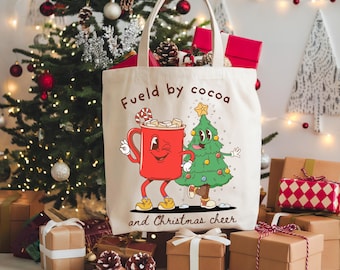 Draagtas met cacao en kerstgejuich | Milieuvriendelijke herbruikbare shopper