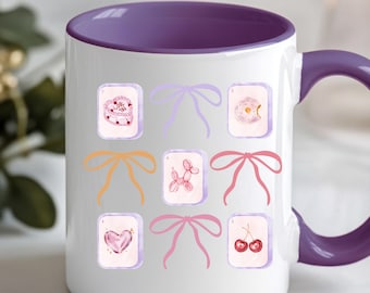 Coquette Mahjong Mug | Girly Mahjong Coffee Cup | Accent Mug | Feminine Mahjong Gift | Cute Game Night Mug