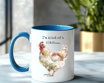 Custom Chicken Mug: Snarky Watercolor Farmhouse Decor