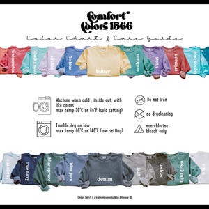 Printed on a soft-washed Comfort Colors 1566 crewneck, this sweatshirt has that lived-in feel right from the first wear. With its relaxed fit and pigment-dyed fabric, it pairs perfectly with your favorite denim, leggings, or cutoff shorts for a cozy-cute summer loo