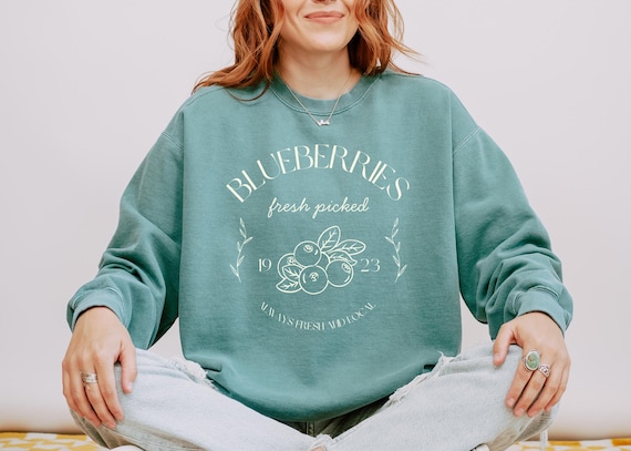 Blueberry Comfort Colors Sweatshirt: Cottagecore Summer Crewneck