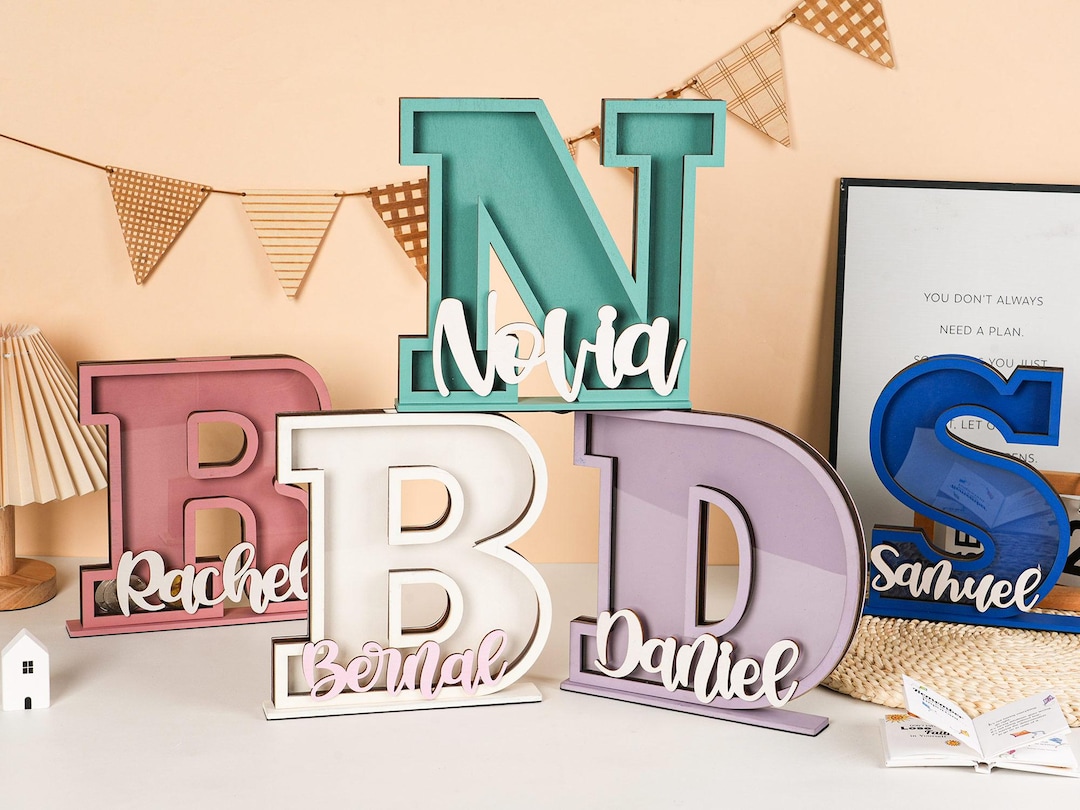 Coin Bank Lettering Personalized Wooden Letter Piggy Bank: Custom Initial Coin Bank ...