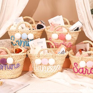 Personalized Beach Bag,Bridesmaid Gifts Basket,Custom Straw HandBag,Wedding Party Gifts,Bridal Party Straw Bag,Bachelorette Party Gifts