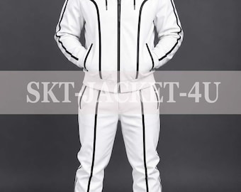 Vintage ASICS 2000s Mens Tracksuit Set White Blue XXL 3XL: Short