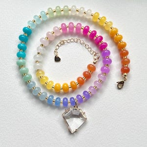 Crystal Skies - Rainbow Gemstone Beaded Statement Necklace