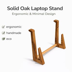Soporte ergonómico para portátil de madera de roble, elevador para portátil de madera maciza de roble, soporte para portátil para escritorio, decoración de oficina, soporte para portátil hecho a mano.
