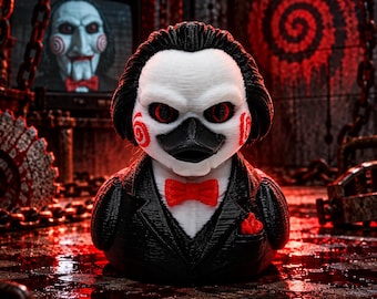 Billy the Duck | Saw Inspired Horror Duck | Jigsaw Puppet Duck | Halloween Collectible | Ducking Gift | cruise duck