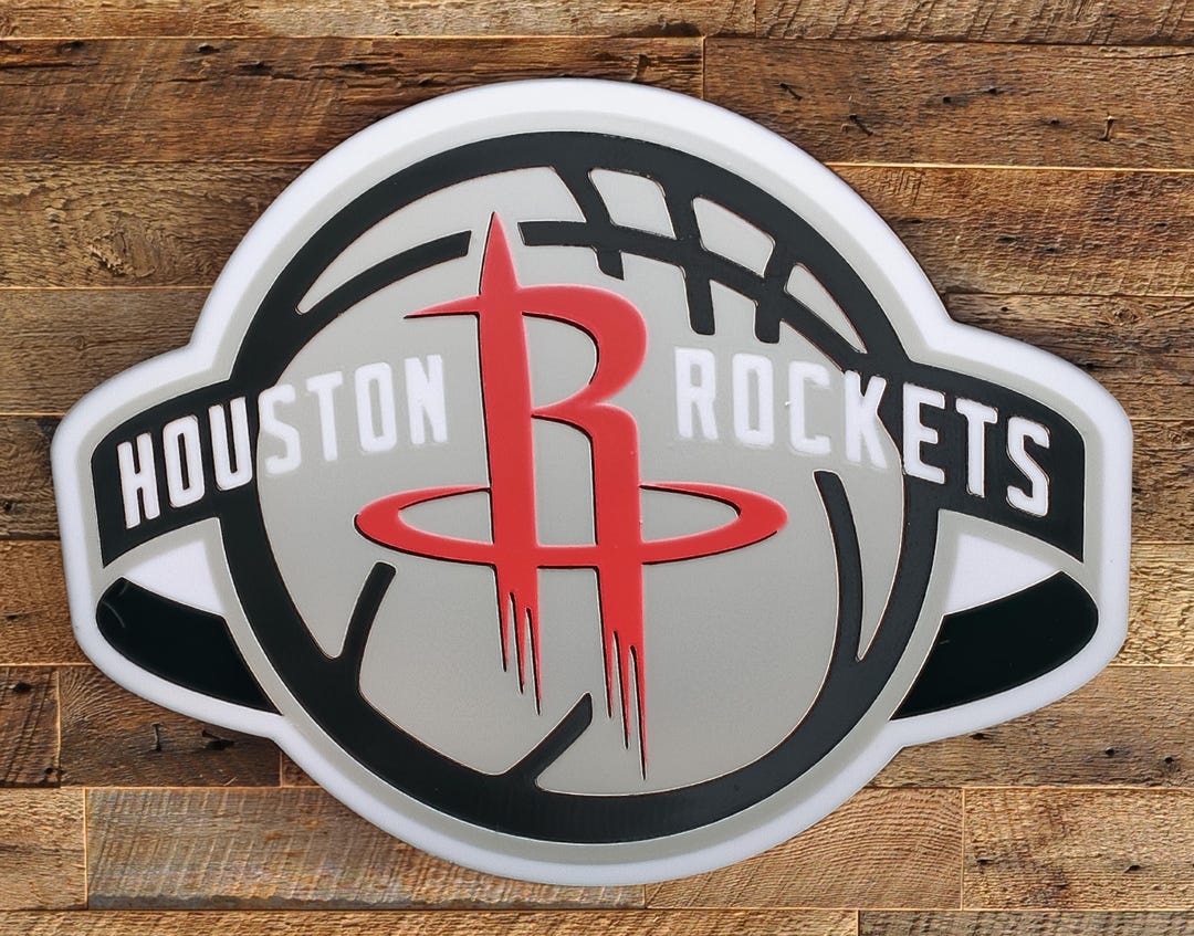 Led Houston Rockets Logo Houston Rockets LED Wall Lamp, RGB Color Changing Basketball Fan Decor ...
