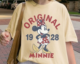 Camiseta Comfort Colors Vintage de Mickey y Minnie Mouse, Camiseta original de Minnie, Camiseta retro de Minnie, Camiseta para viaje a Disney, Camiseta original de Mickey