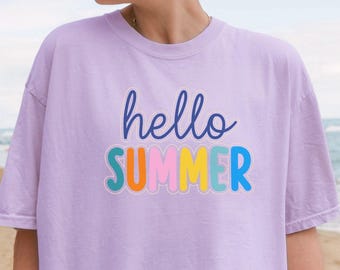 Hello Summer Shirt, Cute Summer Shirt, Comfort Colors® Summer Shirt, Last Day Of School Shirt, Summer Holiday Clothes, Beach Shirt