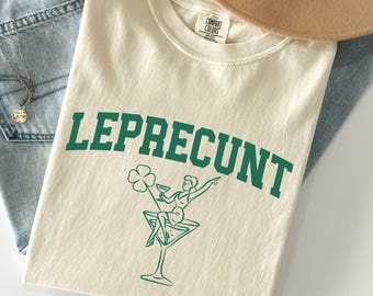 Comfort Colors® Leprecunt Martini Shirt, Funny Irish Bar Graphic T-Shirt, St Patrick’s Day Tee For Women