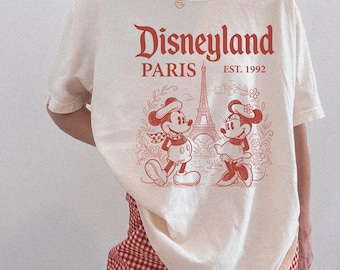 Comfort Colors Retro Mickey Disneyland Paris Shirt, Eiffel Tower Mickey Mouse T-Shirt, Disney Paris Tee, Family Vacation Shirt,Disney Castle