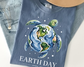 Comfort Colors® Happy Earth Day, Sea Turtle Earth Day Shirt,Save The Planet Tee,Nature Lover, April 22 Earth Day Gift,Climate Change T-Shirt