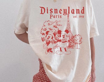 Comfort Colors® Retro Mickey Disneyland Paris Shirt, Eiffel Tower Mickey Mouse T-Shirt, Family Vacation Matching 2026 Tee, Disney Castle
