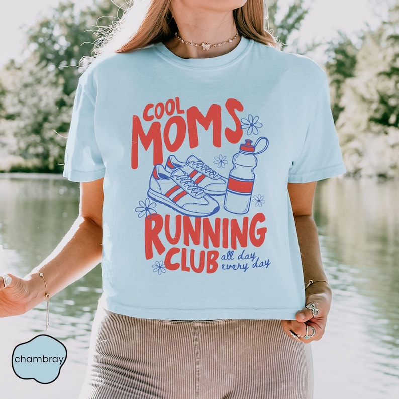 Comfort Colors® Cool Moms Running Club Boxy Tee, Running Mom Cropped Shirt, Sports Mama Boxy Shirt, Game Day, Mom Club, Mother's Day Gift image 4
