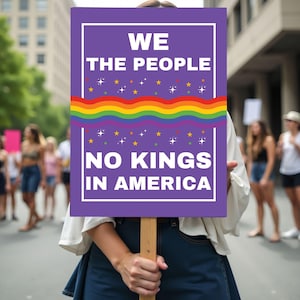 We The People, No Kings in America Protest Sign, Anti-Trump Resistance, Political Activist Poster, Resist Fascism Rally Sign