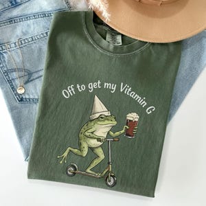 Comfort Colors St Patrick's Day Shirt, Beer Frog Vitamin G Tee, Guinness Irish Irish Pub Party T-Shirt, March 17 St Paddy's Funny Gift image 1
