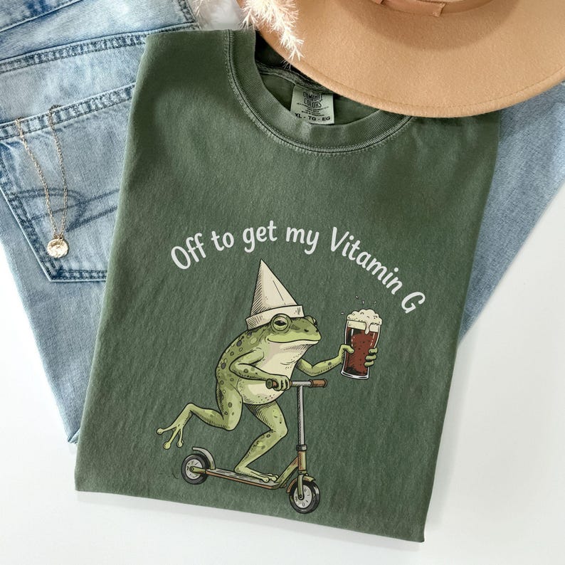 Comfort Colors St Patrick's Day Shirt, Beer Frog Vitamin G Tee, Guinness Irish Irish Pub Party T-Shirt, March 17 St Paddy's Funny Gift image 1