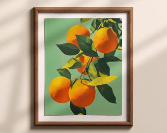 Vintage Italian Poster: Orange Fruit Theme Retro Wall Art ( Digital Download) | VP002