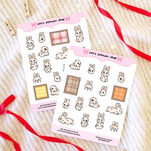 Juego de pegatinas de conejito: pegatinas de conejo pastel para diarios, scrapbooking, bullet journal y cartas a amigos por correspondencia.