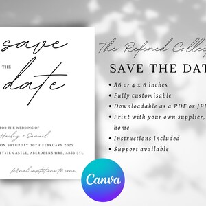 Wyrafinowana kolekcja Save the Date, Save the Evening Cards, Digital Download - Wedding Invitation Papeteria, Minimalistyczny nowoczesny design