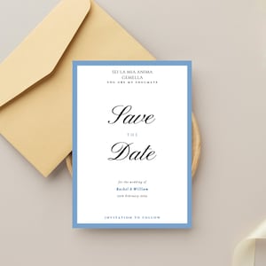 Włoska kolekcja Save the Date, Save the Evening Cards, z kopertami - papeteria na zaproszenia ślubne, minimalistyczny nowoczesny włoski design