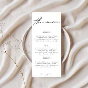 Cartões de menu de coleção refinada, menu de casamento impresso para recepção, modelo de jantar, papelaria de casamento, design moderno minimalista