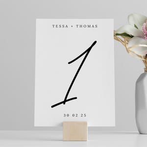 Numeri da tavolo per matrimonio della collezione raffinata, segnaposto stampati per ricevimento di nozze, cancelleria per matrimonio, design moderno minimalista