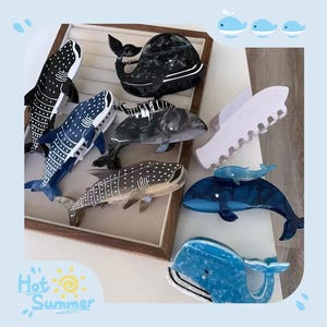 Shark Ocean Sea Creature Creative Cute Hair Claw Clip,Whale Hair Clips,Whale Shark Hair Claw Clips,Perfect Gift for Her,Marine Lover Gifts