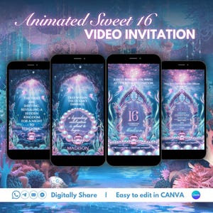 Sweet 16 Animated Video Invitation No Photo Under The Sea Interactive RSVP Suite Canva Template