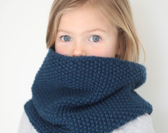 Kid's Knit Cowl - Infinity Scarf for Woman or Child - Cowl - Knit Scarf - Navy Blue Cowl - Chunky Infinity Scarf