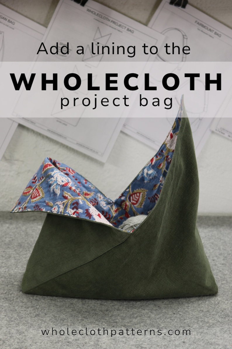 Patrón de costura PDF Bolsa de proyecto Wholecloth Patrón de costura fácil para principiantes con video tutorial Bolsa Bento DIY Patrón de bolsa de tejer imagen 8