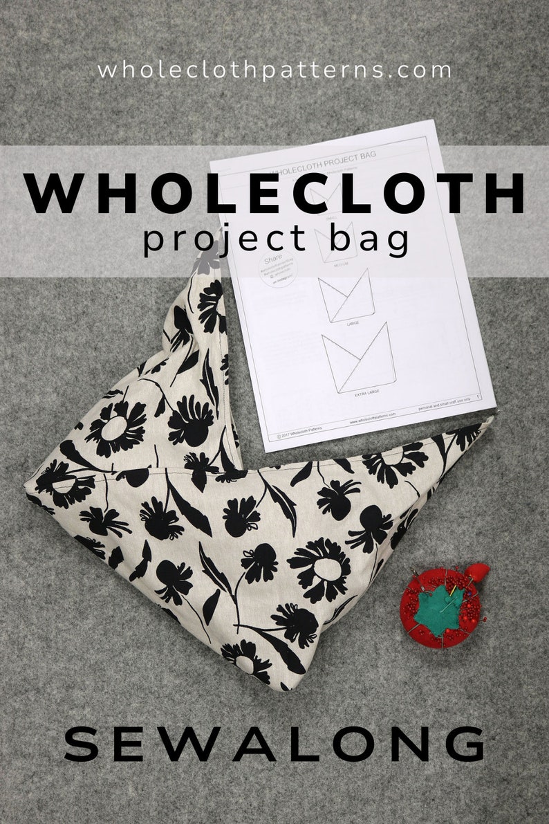 Patrón de costura PDF Bolsa de proyecto Wholecloth Patrón de costura fácil para principiantes con video tutorial Bolsa Bento DIY Patrón de bolsa de tejer imagen 7