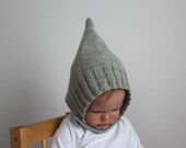 Simple Ribbed Pixie Bonnet,  Baby Bonnet,  Baby Hat,  Pixie Bonnet,  Winter Hat Pink,  Modern Baby Hat, Toddler Hat, Handknit