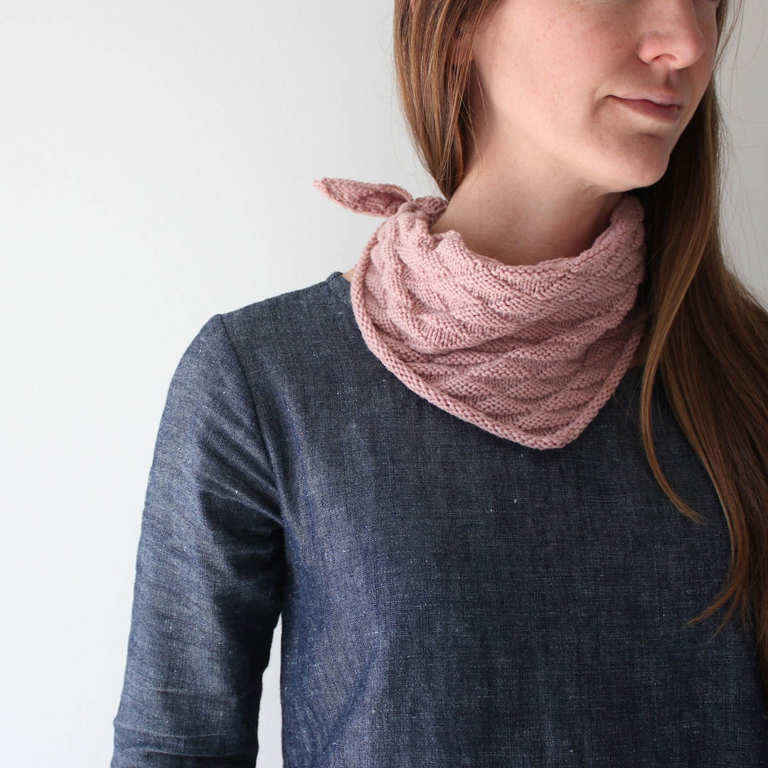 Bandana Scarf Knitting Pattern: Geometric Texture, Top-down Knit (PDF