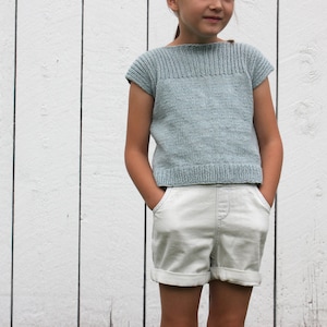 Girl's Passing Showers Tee Knitting Pattern - Cotton Blend Pullover (Digital Download)