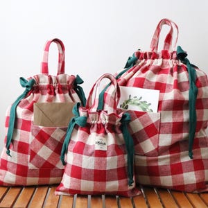 Drawstring Tote bag pdf sewing pattern, 3 sizes, full video tutorial - easy, beginner sewing project image 4