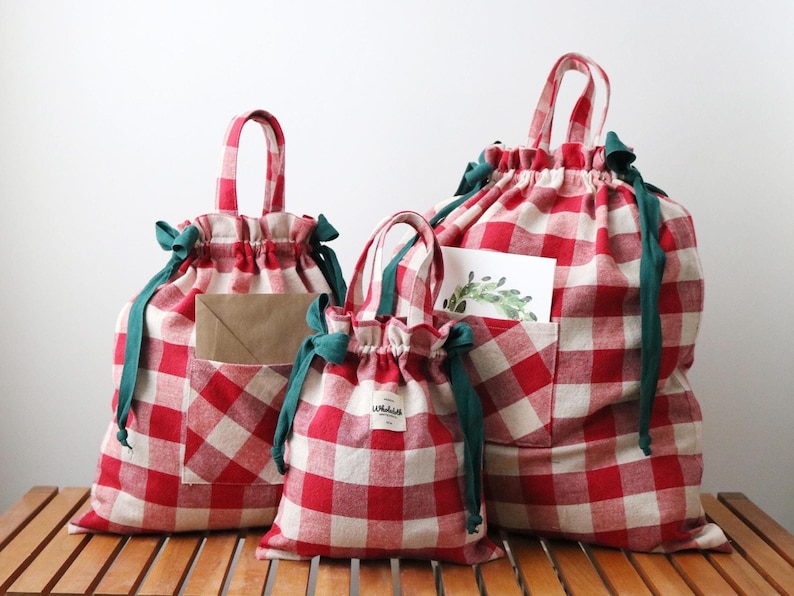 Drawstring Tote bag pdf sewing pattern, 3 sizes, full video tutorial - easy, beginner sewing project image 4