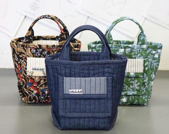 Quilted mini tote bag sewing pattern, pdf download, full video tutorial