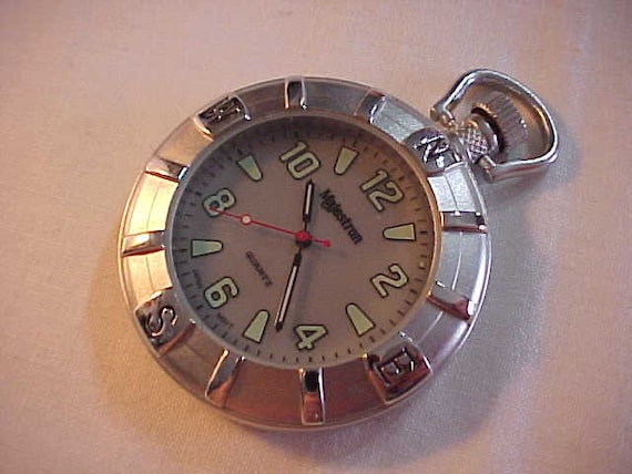 Majestron Quartz Pocket Watch Belt Watch With Sil… - image 1
