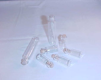7 Clear Glass Vials Medicine Bottles With Cork Stoppers Two Sizes