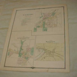 1878 Wisconsin Hand Colored Plat Map - Washington and Ozaukee Counties - Cities of Waukesha, Oconomowoc and Pewaukee