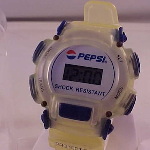Pepsi Cola Advertising Premium Digital Wrist Watch With Original Case and Instructions Working Condition