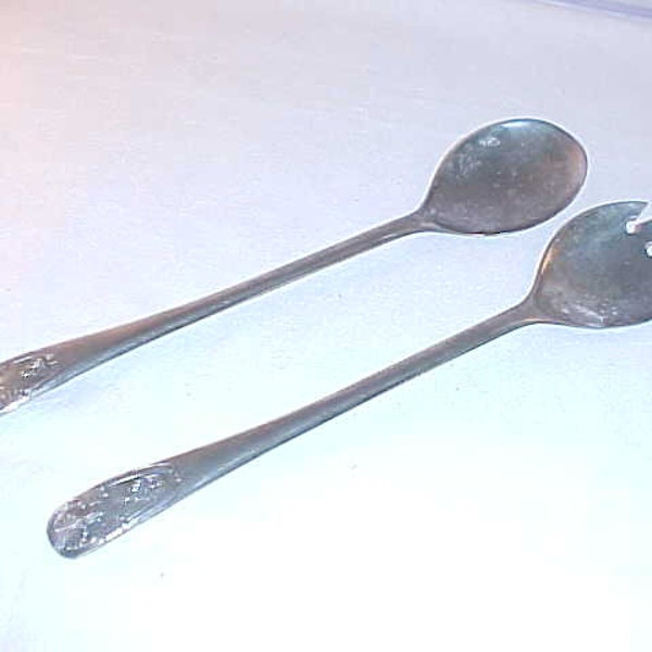 Silver Plated Salad Serving Utensils - Stamped Silverplated Italy