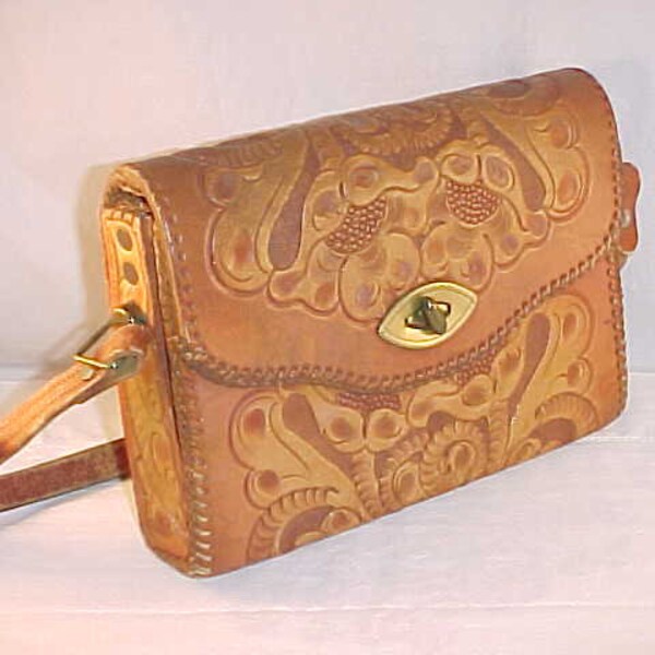 Tooled Leather Purse with Strap